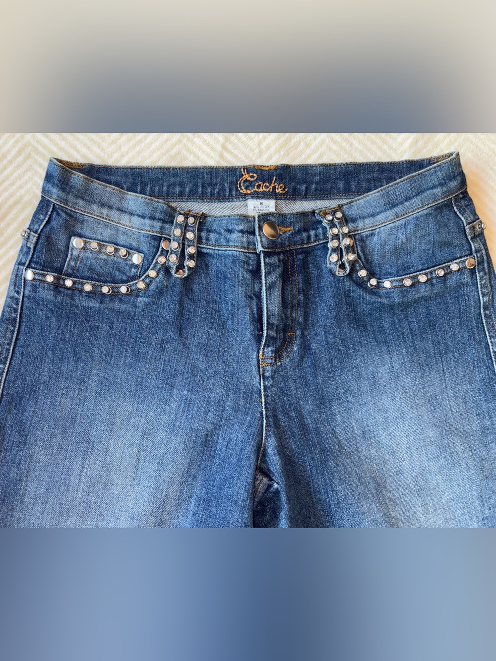 Cache Rhinestone Denim Jeans size 6 NWT